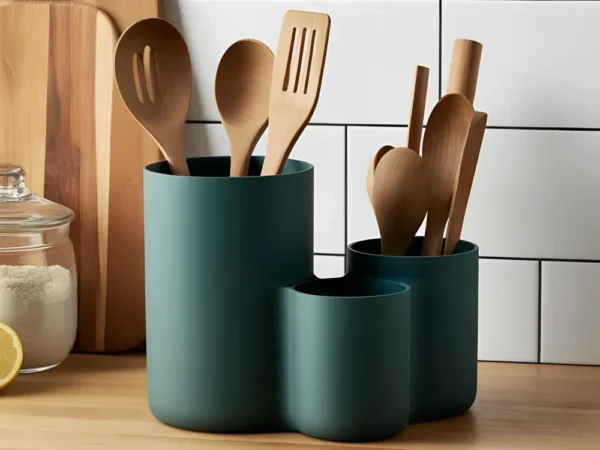 Moderno Portautensilios de Cocina con Tres Recipientes