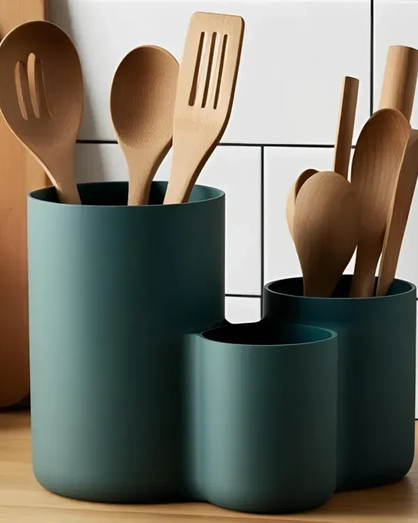 Moderno Portautensilios de Cocina con Tres Recipientes