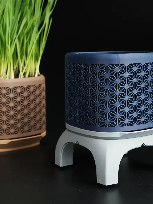 Macetero Japonés con Soporte – Diseño Floral y Minimalista